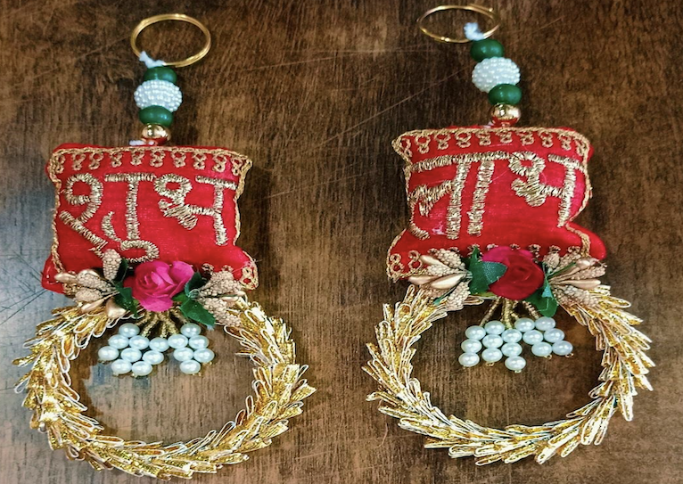 MDF Stone Work Peacock Design Shubh labh hanging for Door/Wall/Floor/Diwali Decoration